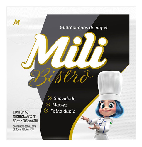 Guardanapo Folha Dupla 30x29,5cm- 2 Pacotes Com 50un Bistrô