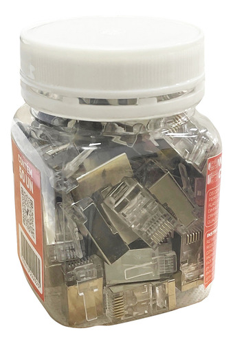 Plug Rj45 Vazado Cat6 Utp Blindado Pote 50 Pcs + Capa Preto
