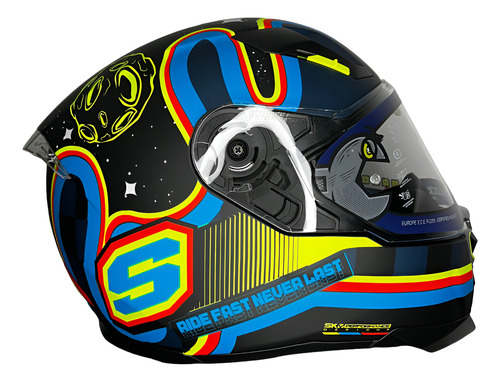 Casco Integral Moon Amarillo Visor Transparente Shaft