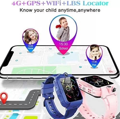 Reloj inteligente para niños con tarjeta SIM, reloj GPS 4G para niños con  llamadas telefónicas, mensajes de texto, WiFi, Bluetooth, música,  podómetro