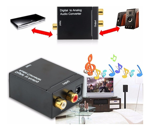 Adaptador Conversor Audio, Optico Analogo Rca + Cable Optico