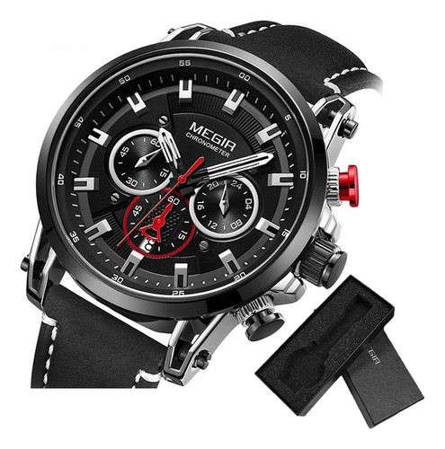 Reloj Deportivo Megir Leather Chronograph Hollow Out