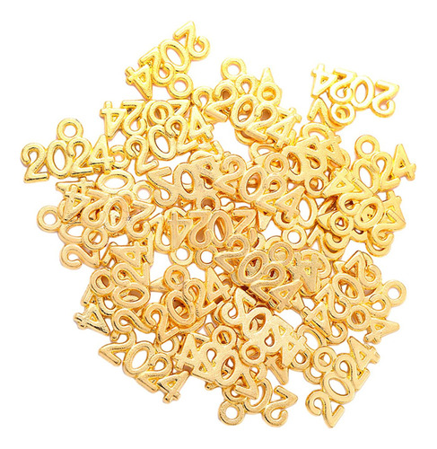 100 Piezas 2024 Dijes, Pulseras Collares Colgantes, Dorado