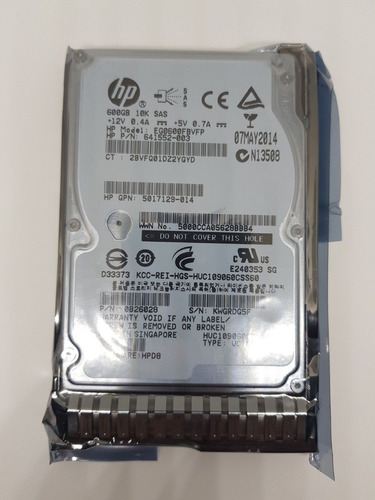 Hp 600gb Sas 10k 2.5 6g 653957-001 652583-b21