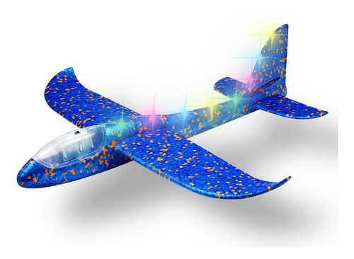 Avion De Unicel Grande Con Luz Planeador Aeroplano Ligero Color