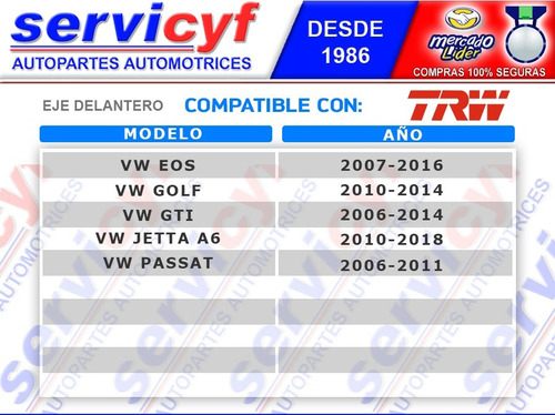 Imagen 5 de 8 de Balatas Trw Delante Vw Jetta A6 2.5 2010 2011 2012 2012 2013