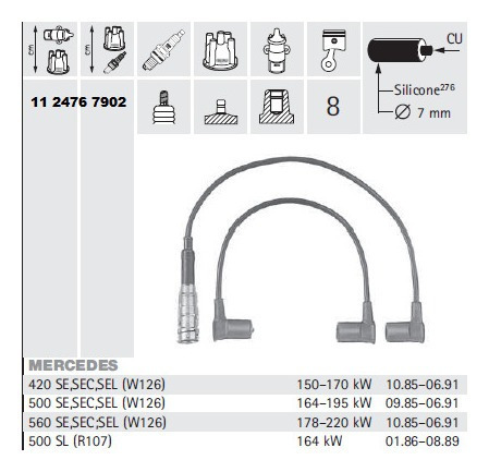 Cables De Bujia  Mercedes Benz 420 Sec ( W126 )  M116