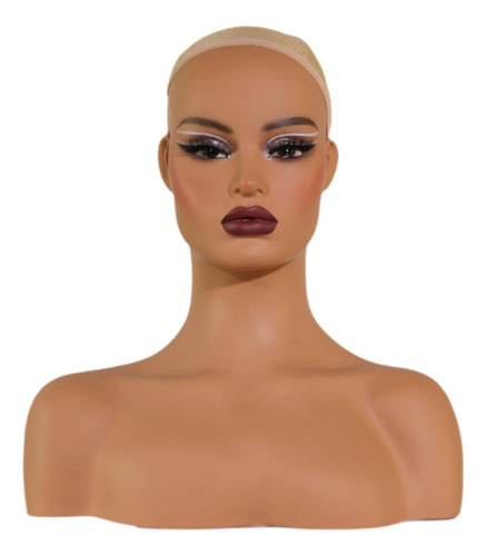 Cabeza De Maniquí Femenina Realista Con Maquillaje, Busto