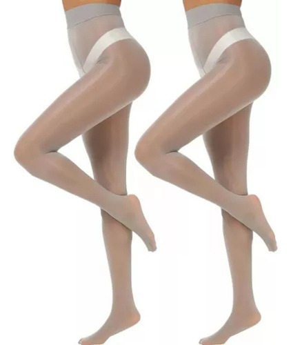 Medias Brillantes Para Mujer, 2 Pares De Medias Transparente