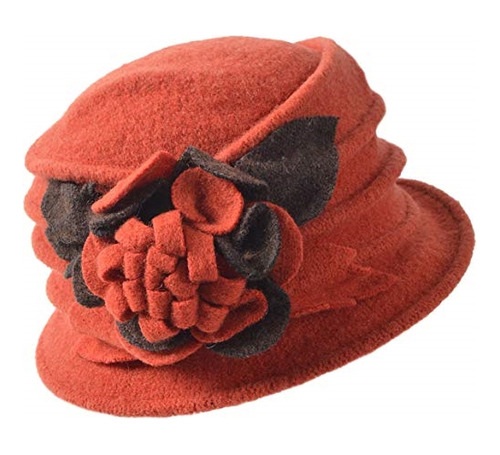 Sombrero De Invierno Vintage De Lana Floral Para Mujer
