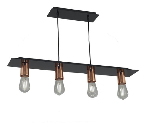 Lamparas Colgantes Cocina Terni 4 Luces E27 Negro Y Cobre C