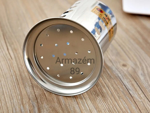 Imagem 3 de 4 de Porta Talheres Escorredor Inox Redondo Vazado Cozinha