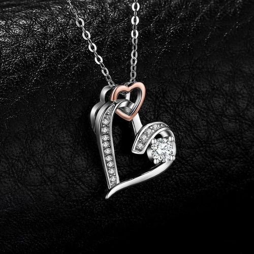 Collar De Plata Fina S925 Con Circones - Diseño Corazón Amor