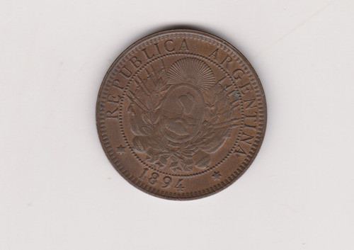 Moneda Argentina 2 Centavos Año 1894 Excelente ++