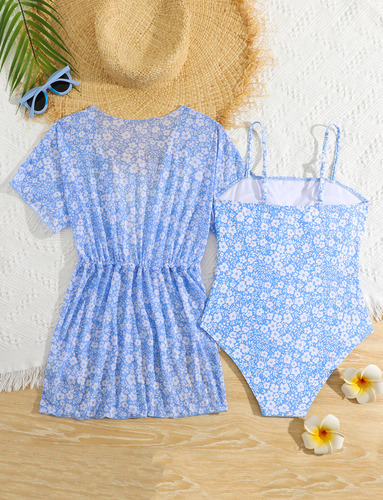 Traje De Baño Para Niñas 2 Piezas Con Bikini Playa Piscina