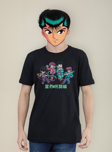 Serie Yu Yu Hakusho Yusuke Kuwabara Hiei Camisa 100% Algodão