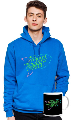 Poleron Canguro Unisex 147 Pizza Planet + Tazón