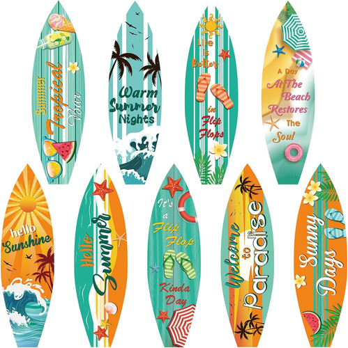 9 Carteles De Tabla De Surf Para Playa, Recortes De Papel, D