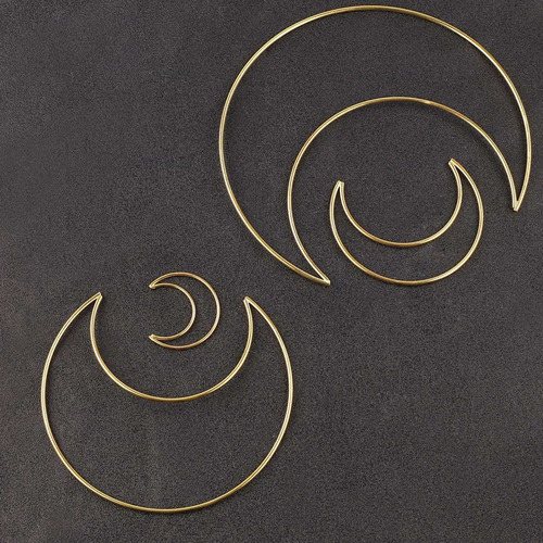 Pendientes De Macramé De Metal Con Forma De Luna, 12 Anillos