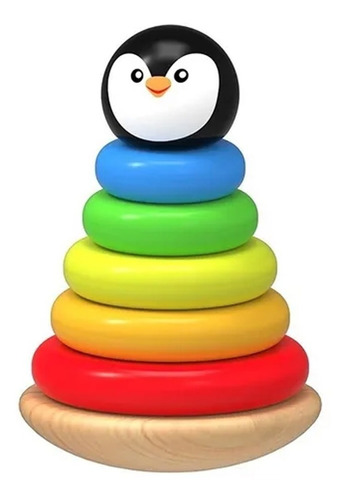 Pirámide Apilable Pingo Pingüino Bebé Madera Ensarte Diako