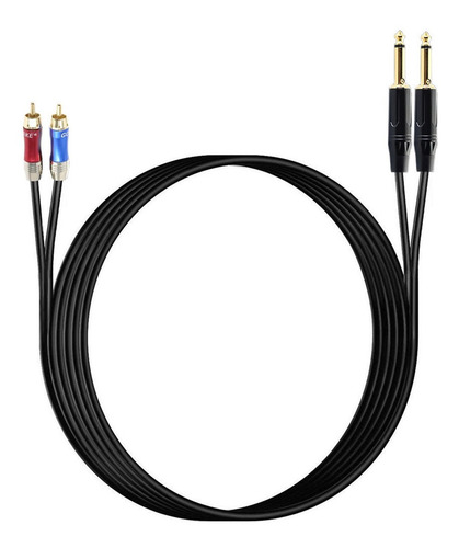 Imagen 1 de 6 de Cable De 1,8 M 1/4 Trs Jack A Dual Rca Chapado En Oro 6,35