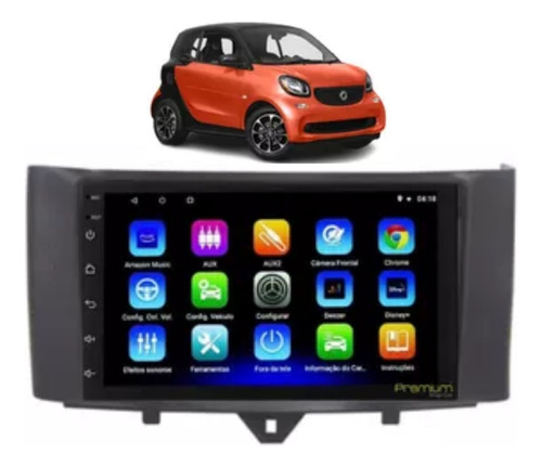 Central Multimídia Android Smart Fortwo Câmera 9 Polegadas 