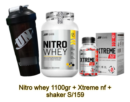 Nitro Whey 1100gr + Xtreme Nf + Shaker + Deli Very Gratis 