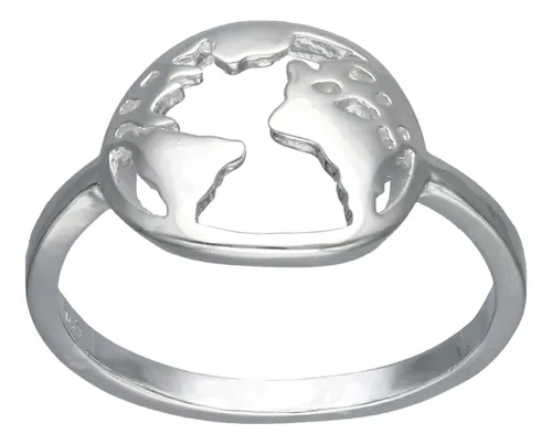 Anillo mapamundi plata sale