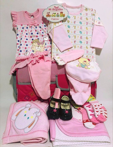 Pañalera C/ajuar De Niña -regalo Baby Shower Todo Listo Bab