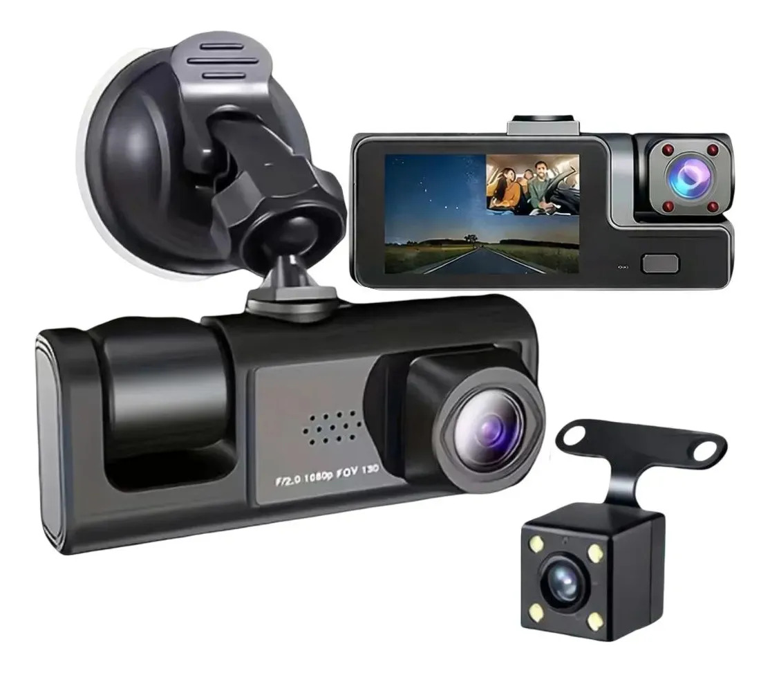 3 Câmeras Veicular Automotiva Frontal Traseira Hd Uber Taxi