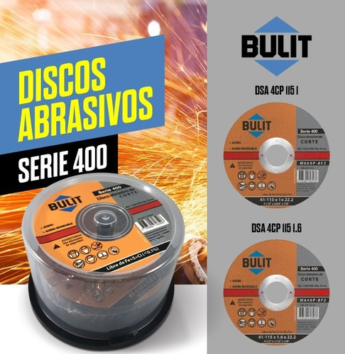 100 Discos De Corte Bulit Amoladora S400 115 1 4.5 Pulgadas