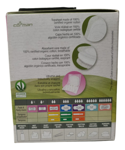 Panti Protector Flujo Normal Folded Organyc Caja Con 12pz