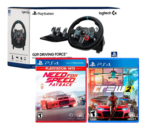 Timon Con Pedal Logitech G29 + Nfs Payback + The Crew 2 Ps4