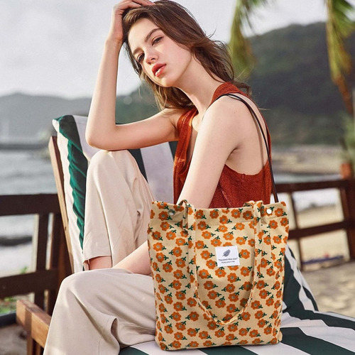 Bolso Retro De Lona Con Hombro De Pana