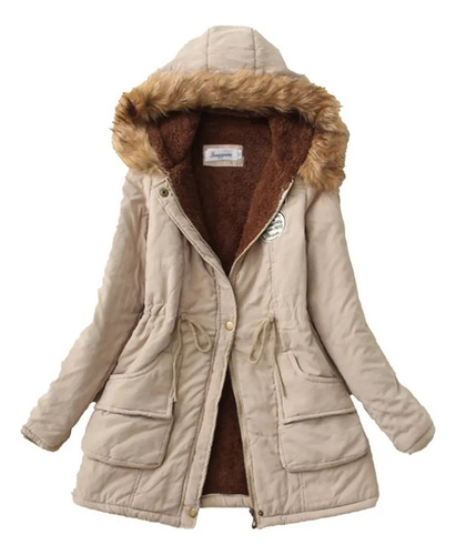 Chaqueta De Invierno Para Mujer Parka Térmica De Forro Polar Con Capucha Gruesa