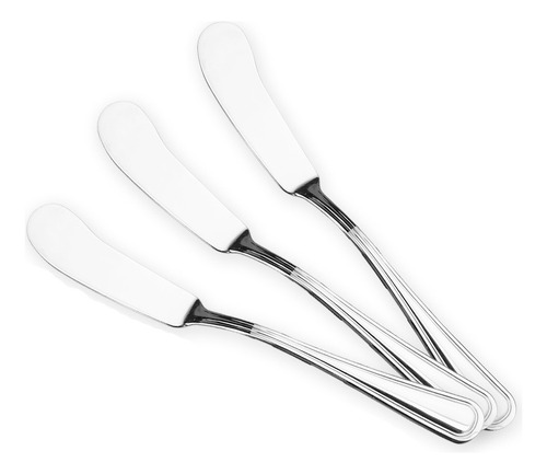Set De 3 Cuchillos Para Mantequilla Acero Inox Sofia 16.5 Cm Color Plateado