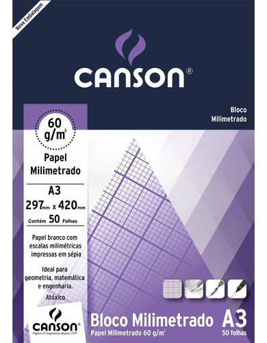 Bloco Milimetrado Canson 7084 60 G/m² Com 50 Folhas