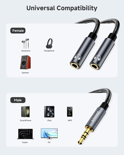 Splitter De Audio Aux 3,5 Mm De 1 Macho A 2 Hembras De 31...