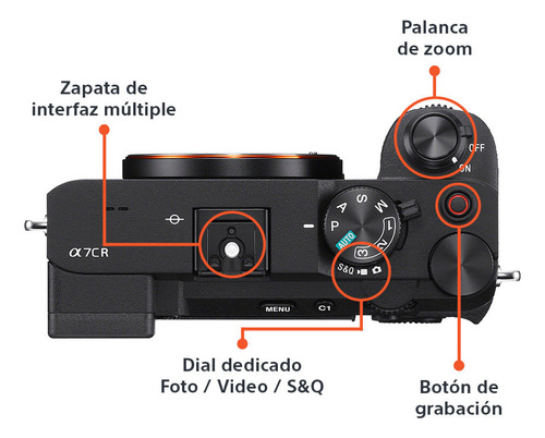 Sony Alpha ILCE-7CR lens-style color negra