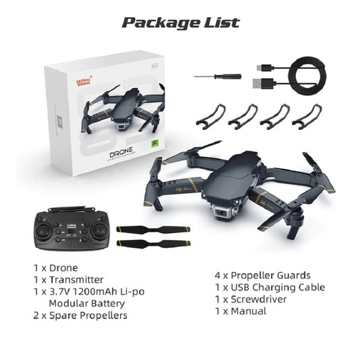 Imagem 5 de 8 de Zangão Global Exa Zangão Dobrável Rc Drones Com Câmera Hd Mi