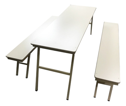 Mesa Para Comedor Plegable 2.00m Con Dos Bancos Escolar 