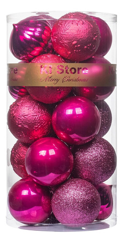 Bolas De Navidad 20 Pcs. De 8cm C/u Color Rosa Hot