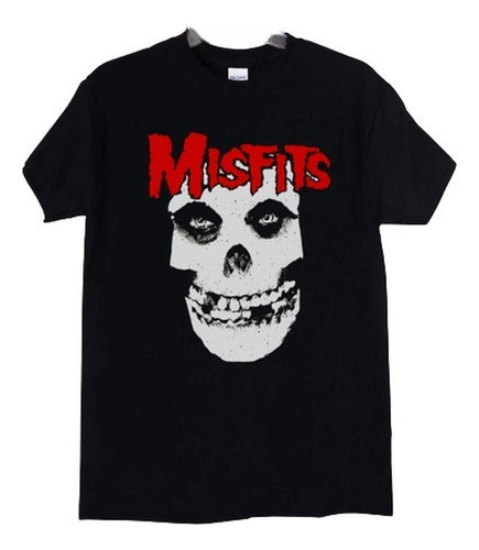 Misfits Calavera Con Logo Polera Negra