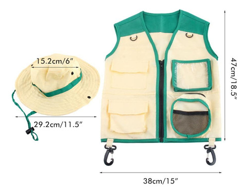 Kit Explorador Al Aire Libre Para Niños, Juego De Chaleco Y Sombrero, Kit De Explorador, Juego De Rol, Cosplay Para Explorador De Insectos, Zookeeper