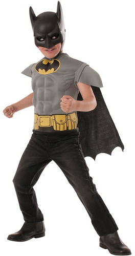 Disfraz Para Niño Batman Gris Pecho Musculoso Halloween 