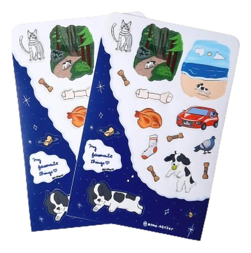 Plancha De Stickers Kawaii Perrito Soñador Mascota Pet Bujo