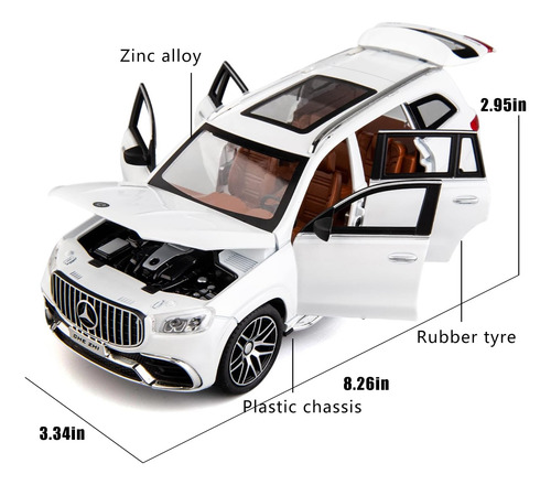Carro Modelo 1/24 Gls63 Amg, Brinquedo Fundido Sob Pressão E