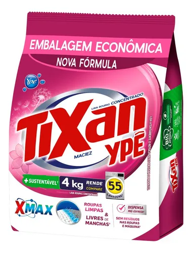 Lava Roupas Em Pó Concentrado Maciez Sachê 4kg Tixan Ypê