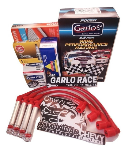 Garlo Race 8.5mm Chevy + Filtros Purolator + Bujias Platino