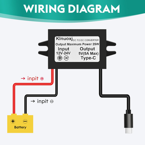 Convertidor Reductor Klnuoxj Dc 12 V/24 V A 5 V Usb C 5a 25